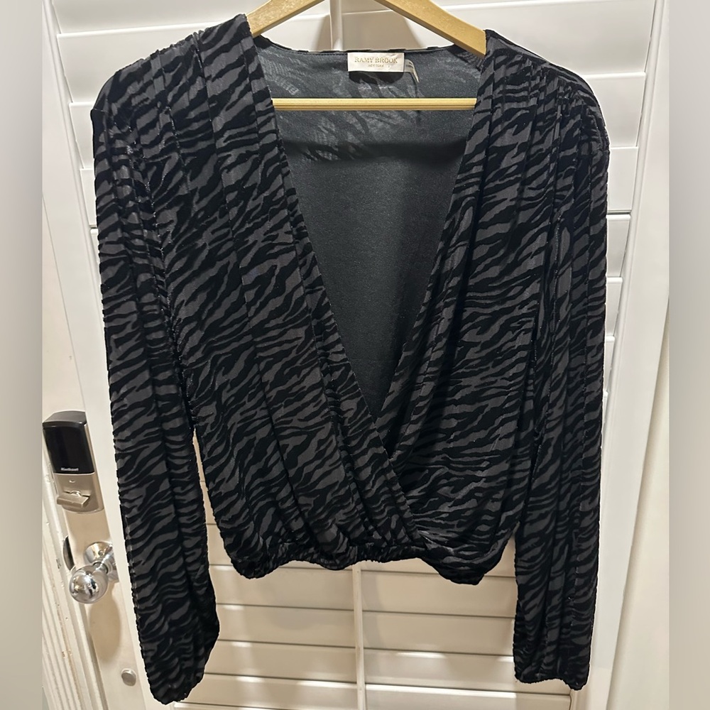 Ramy Brook Elegant Black Burnout Velvet Top
